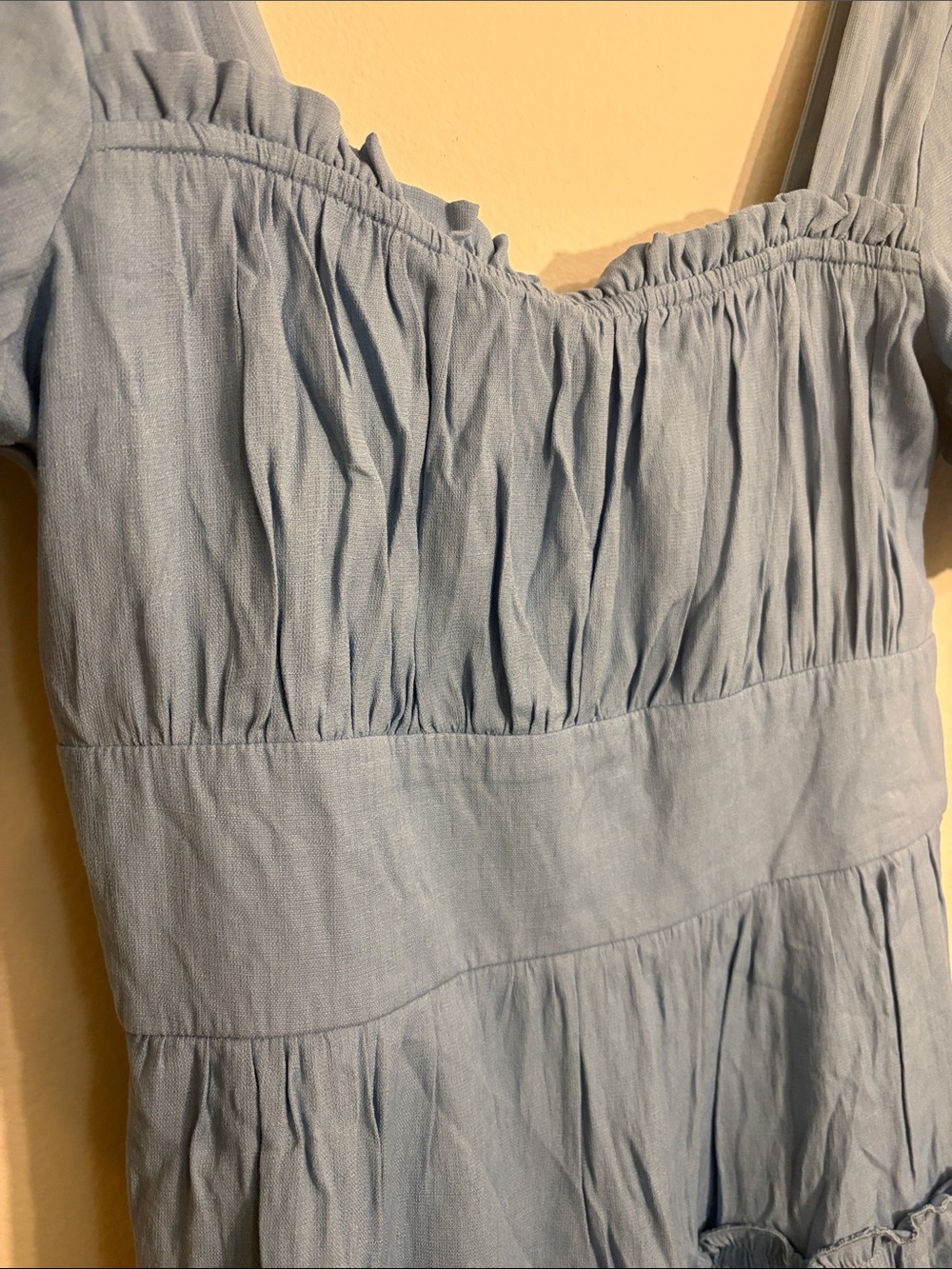 Trixxi Light country Blue Midi Dress with Puff Sleeves - Picture 3 of 7